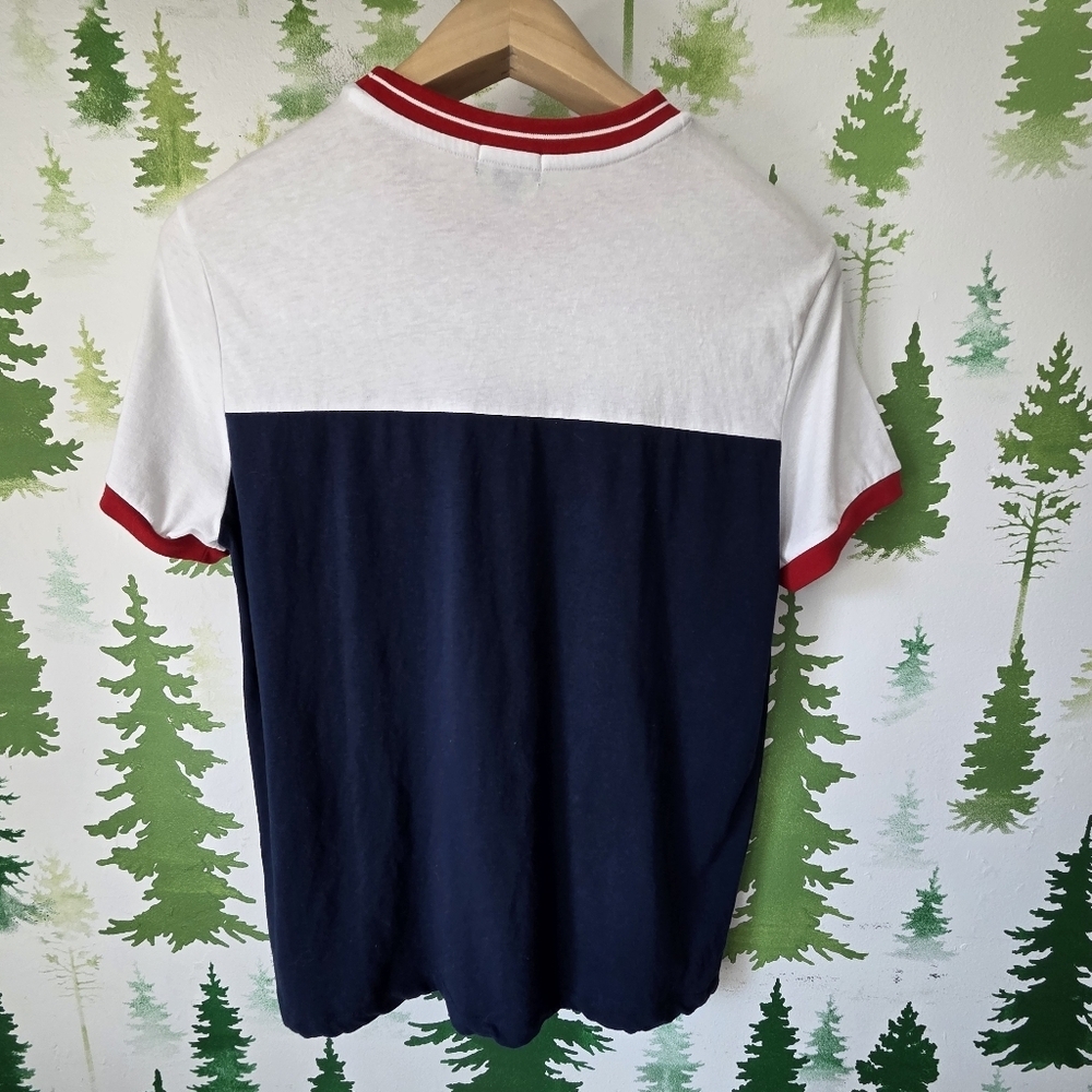 Colorblock Navy and White T‑Shirt with Red Trim - Picture 2 of 8